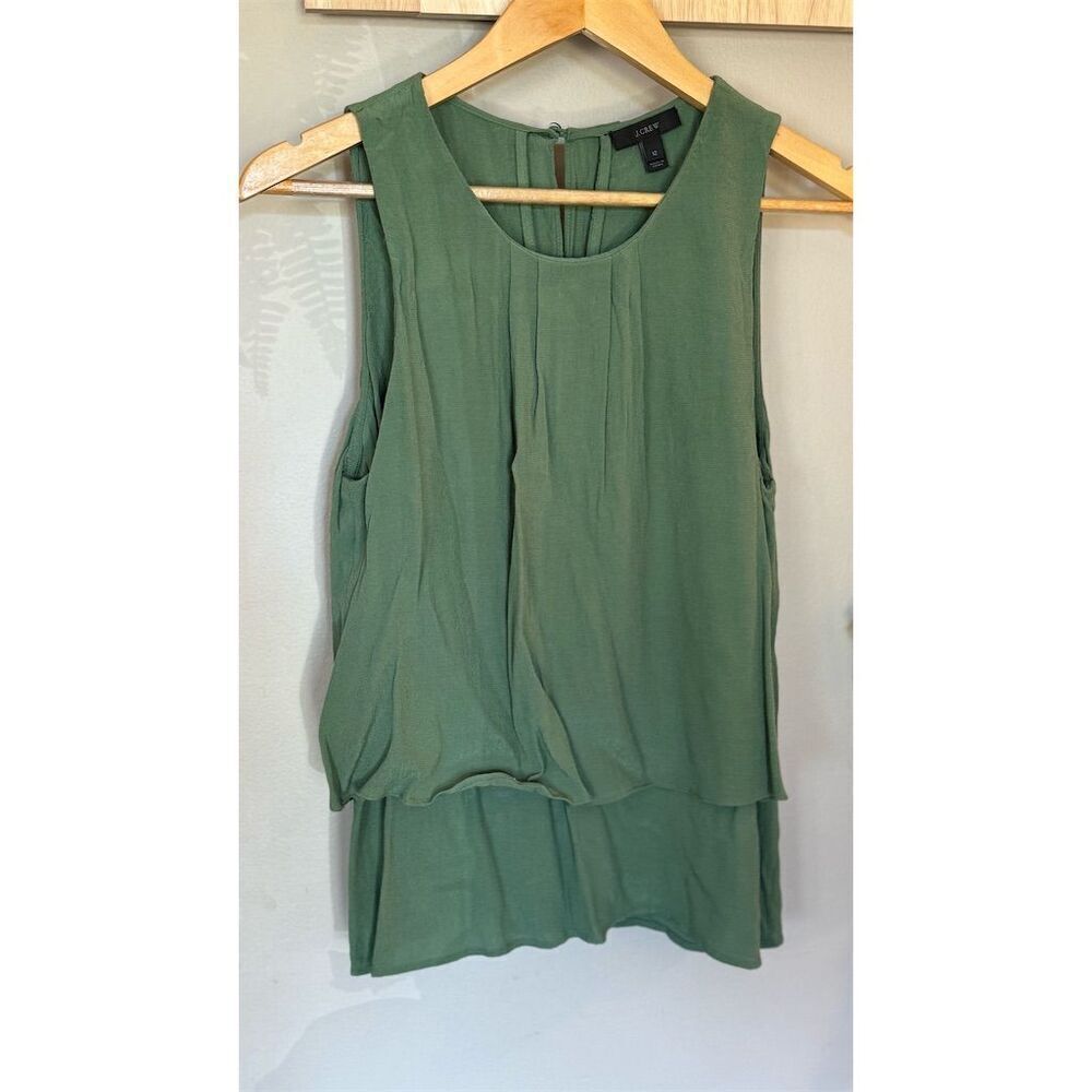 J.Crew Women's Size‎ 12 Green Sleeveless Tiered Tank Top Blouse
